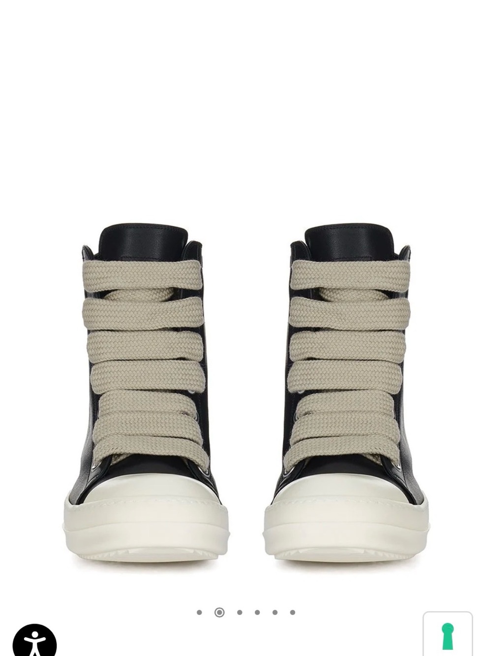 Rick Owens Black Leather High-Top Sneakers with Cream Laces